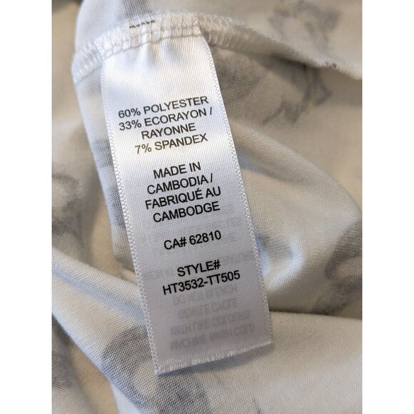 Womens All Over Fox Print Shirt Top Size Medium Ivory Grey Foxes Stretch - Picture 6 of 6